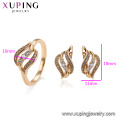 64685 Xuping luxury gem stones for making jewelry elegant 18k gold two pieces set